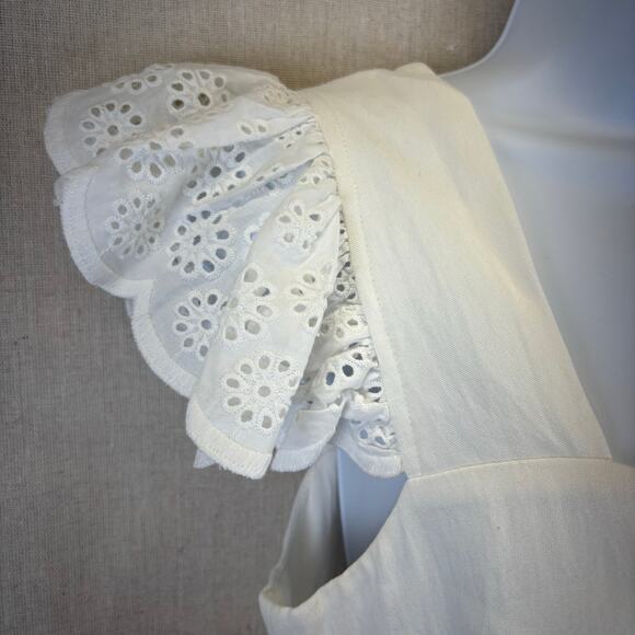 VICI Eyelet sleeve white embroidered 100% cotton tank size Small - Picture 3 of 7